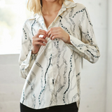 Daria French Cuff Silk Blouse White Chain