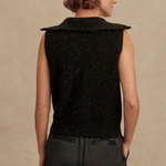 Hally Half Zip Rib Vest Black Fleck