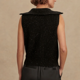 Hally Half Zip Rib Vest Black Fleck