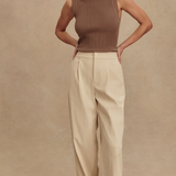 Anastasia Rib Knit Tank Ash Taupe