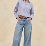 Ramy Cropped Button Up Mariner White Stripe
