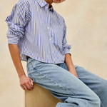Ramy Cropped Button Up Mariner White Stripe