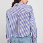 Ramy Cropped Button Up Mariner White Stripe