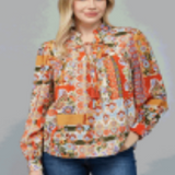 Orange Multi Ruffle Collar Top