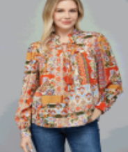 Orange Multi Ruffle Collar Top