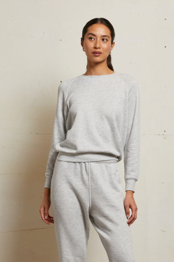Lennon Fleece Shrunken Raglan Sweatshirt Ash Grey