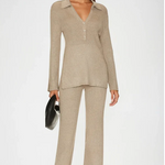 Gabby Ribbed Pant Cashew Heather