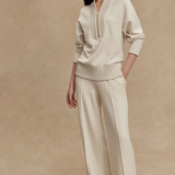 Sally Half Zip Sweat Ivory Marl