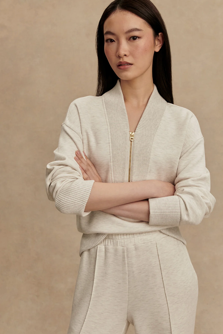 Sally Half Zip Sweat Ivory Marl