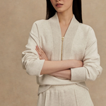 Sally Half Zip Sweat Ivory Marl