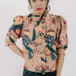 Zuri Top Short Sleeve Aster Harvest Print