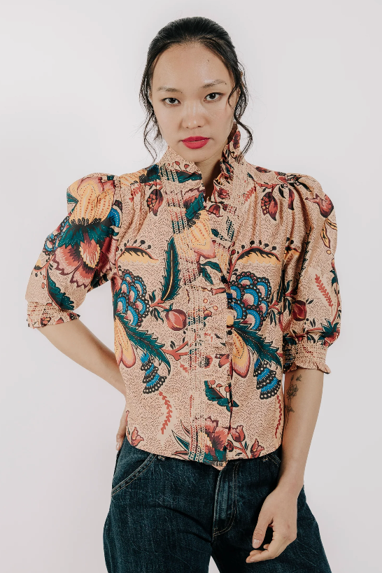 Zuri Top Short Sleeve Aster Harvest Print