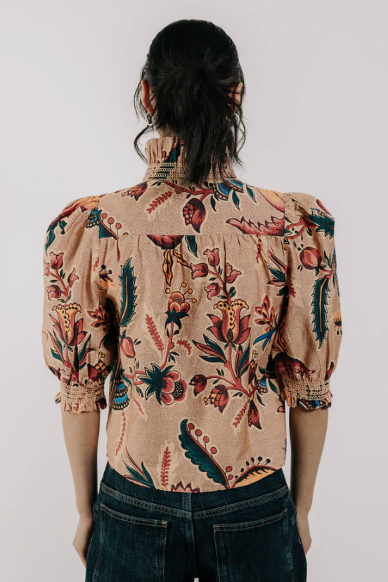 Zuri Top Short Sleeve Aster Harvest Print