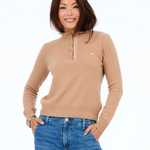 Femme Ruffle Henley Sweater Cashmere Camel