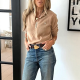 Femme Ruffle Henley Sweater Cashmere Camel