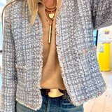 Femme Ruffle Henley Sweater Cashmere Camel