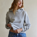 Heart Hoodie Fleece Pullover Hoodie Heather Grey