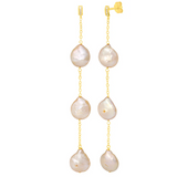 Lucia Champagne Pearl Earrings Gold