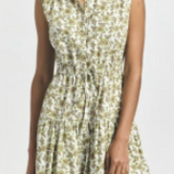 Briar Printed Button Front Dress w Bubble Hem