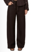 Brynn Drawstring Linen Trouser Chocolate Brown