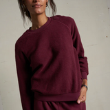 Ziggy Inside Out Fleece Long Shrunken Crewneck Sweatshirt Dark Burgundy