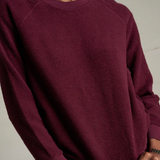 Ziggy Inside Out Fleece Long Shrunken Crewneck Sweatshirt Dark Burgundy