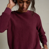 Ziggy Inside Out Fleece Long Shrunken Crewneck Sweatshirt Dark Burgundy