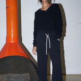 Fallon Structured Fleece Barrel Pants True Black
