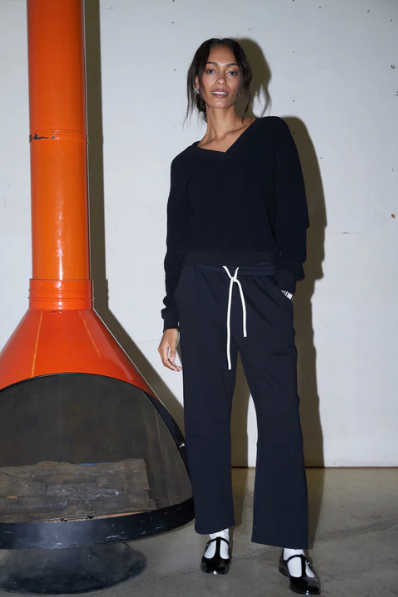 Fallon Structured Fleece Barrel Pants True Black