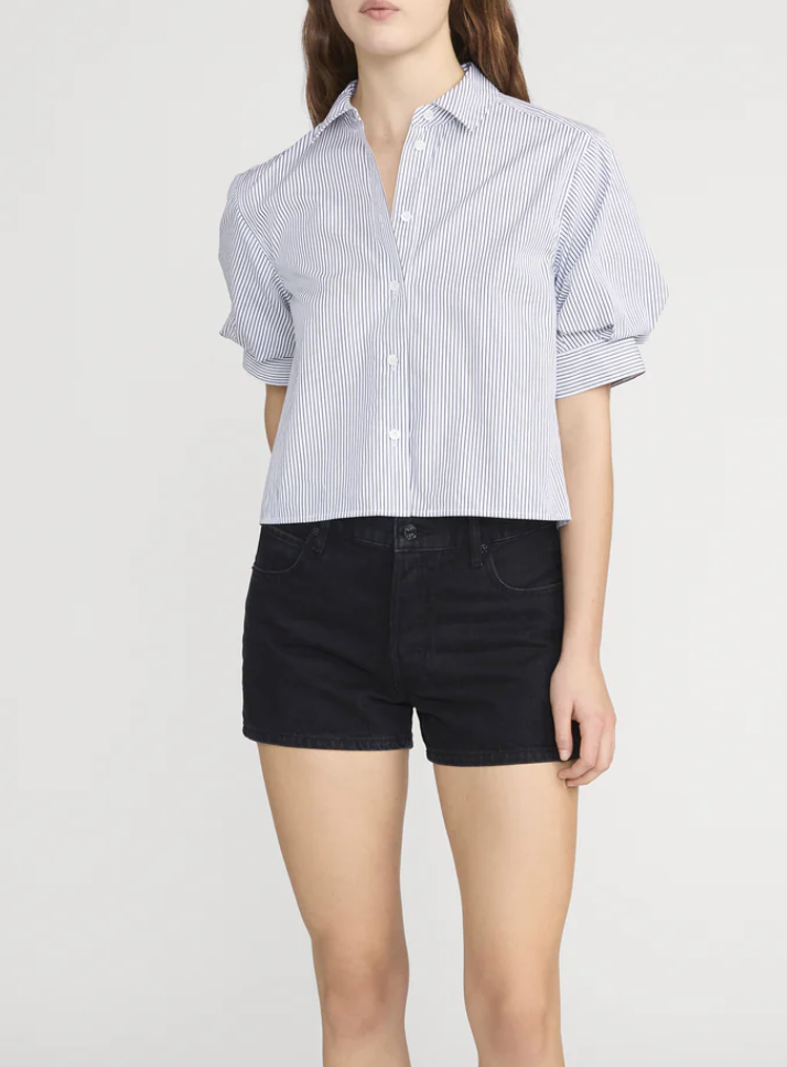 The Billow Sleeve Shirt Navy Stripe