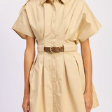 Dolman Sleeve Tan Dress w Belt
