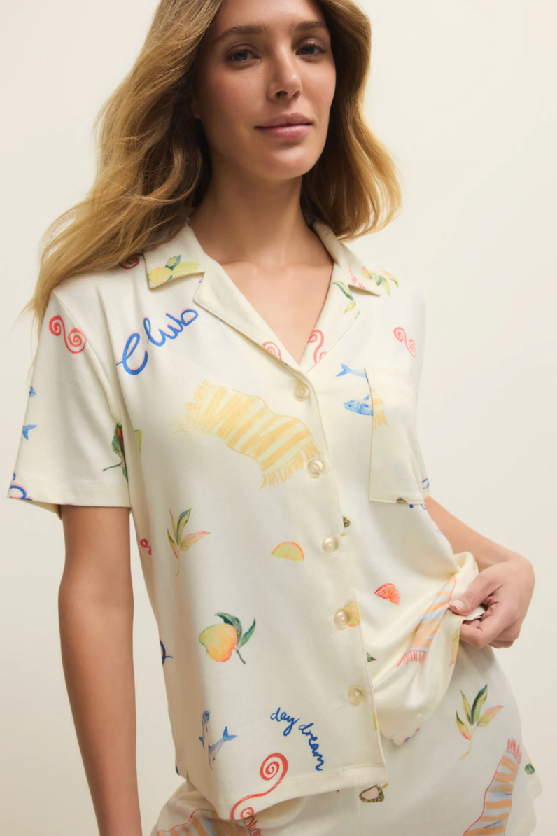 Beach Days Short Sleeve Pajama Top