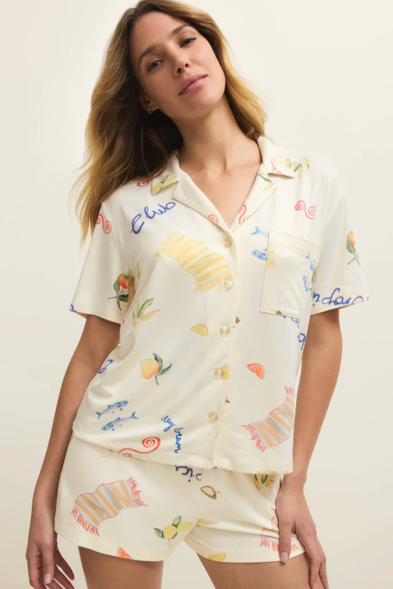 Beach Days Short Sleeve Pajama Top