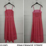 Striped Midi Dress Pink/ Orange