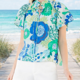 Floral Print Top w Tie Detail