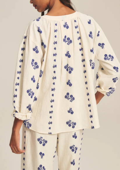 Winslet Long Sleeve Top Cream/Cobalt