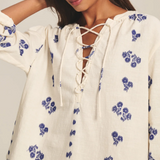 Winslet Long Sleeve Top Cream/Cobalt