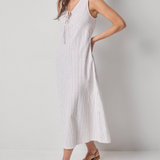 Striped Keyhole Midi Dress Bark Stripe