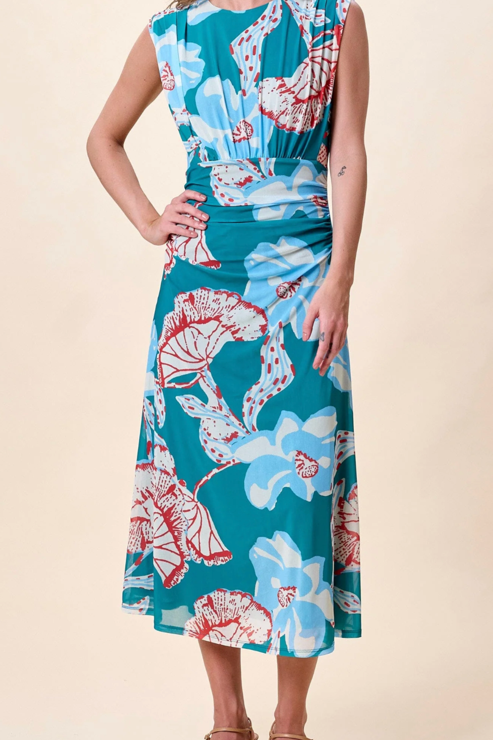 Joelle Midi Dress La Rouge North Sea Print