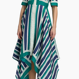 Abrielle S/S Handkerchief Midi Dress Kelly Green Stripe