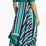 Abrielle S/S Handkerchief Midi Dress Kelly Green Stripe