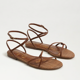 Ellina Strappy Flat Sandal Rich Cognac Leather
