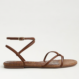 Ellina Strappy Flat Sandal Rich Cognac Leather