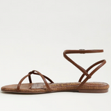 Ellina Strappy Flat Sandal Rich Cognac Leather