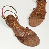 Ellina Strappy Flat Sandal Rich Cognac Leather
