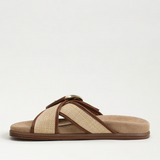Darla Buckle Slide Sandal Bleached Beechwood Faux Raffia