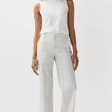 Frankie Cropped Pant Ivory/Blue Crinkled Stripe
