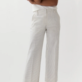 Frankie Cropped Pant Ivory/Blue Crinkled Stripe