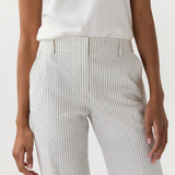 Frankie Cropped Pant Ivory/Blue Crinkled Stripe