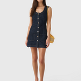 Patch Pocket Dress Dark Rinse